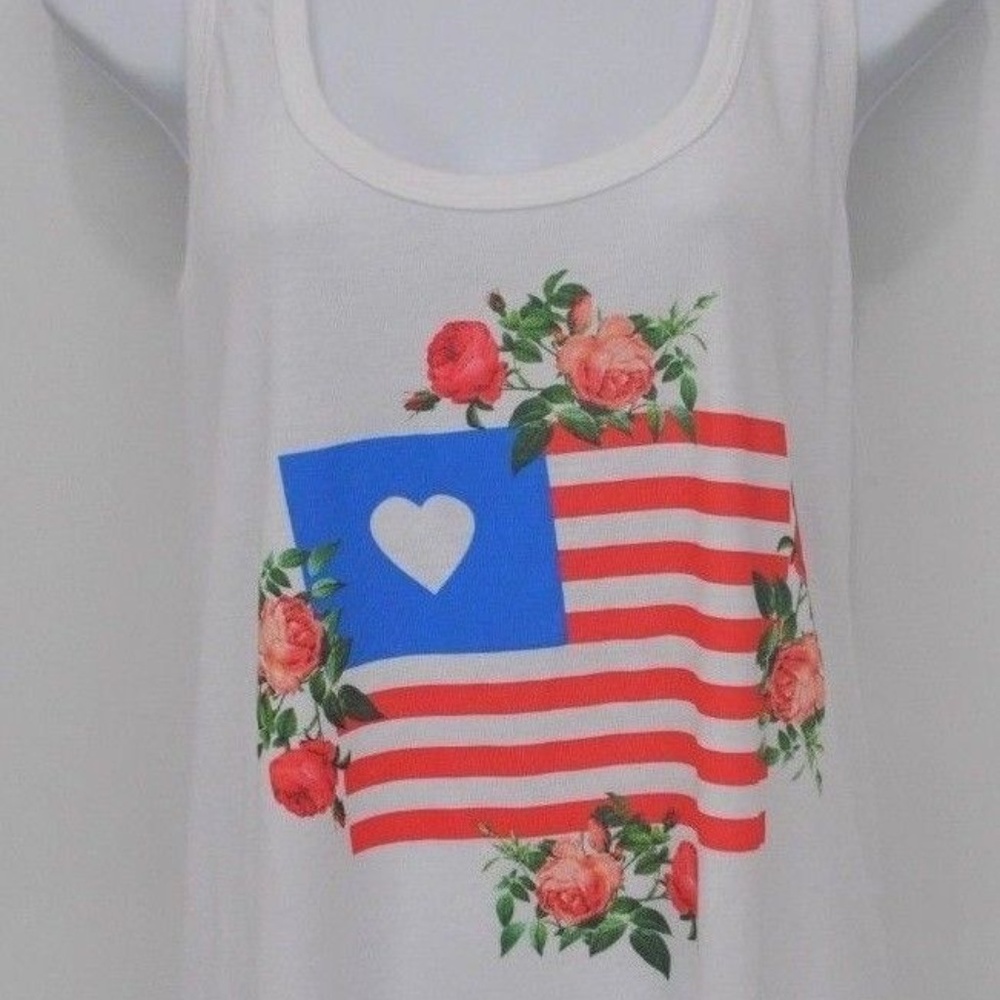 WILDFOX women Granny Floral American Flag TANK TOP